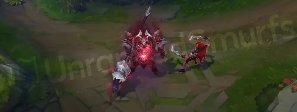 Old God Mordekaiser W — shield pulse with blackened haze and red aura