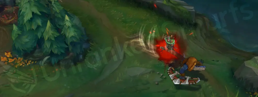 Outback Renekton E - Slice and Dice dash leaving a tan dust trail and grit