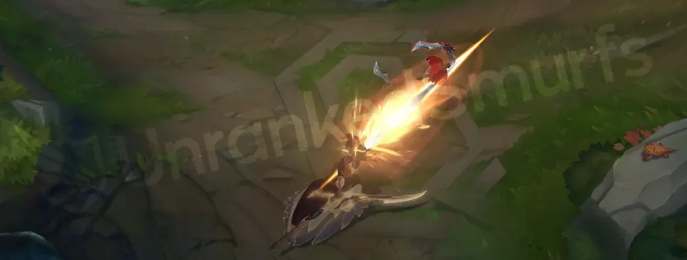 Peacemaker High Noon Yone Q - Mortal Steel first cast with purple-and-gold slash trail