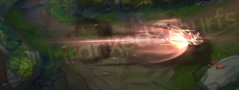 Peacemaker High Noon Yone R - final knock-up shockwave in purple-and-gold explosion