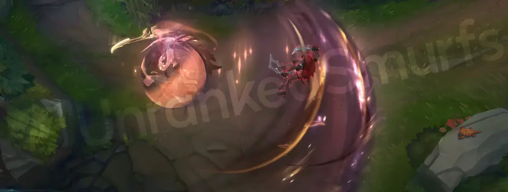 Peacemaker High Noon Yone W - Spirit Cleave cone with spectral purple crescent and golden motes