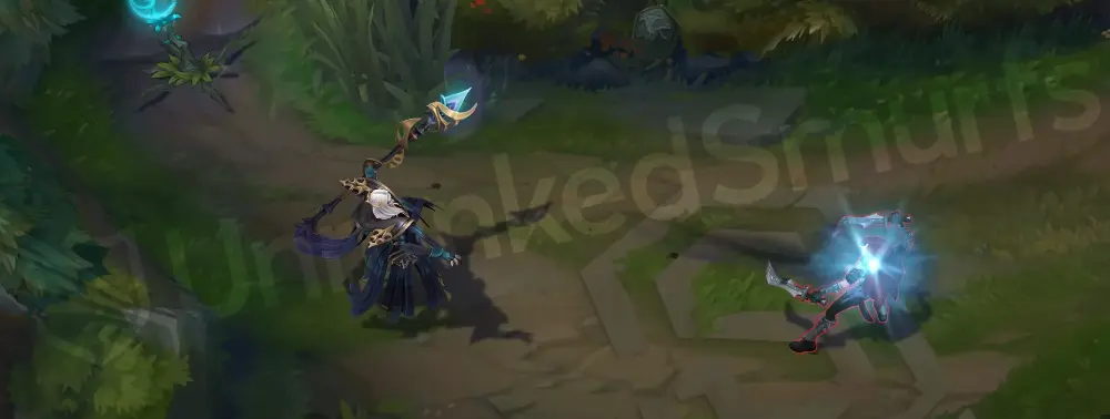 Pentakill III: Lost Chapter Karthus basic auto attack animation with fiery orange-red trail from the organ-pipe staff