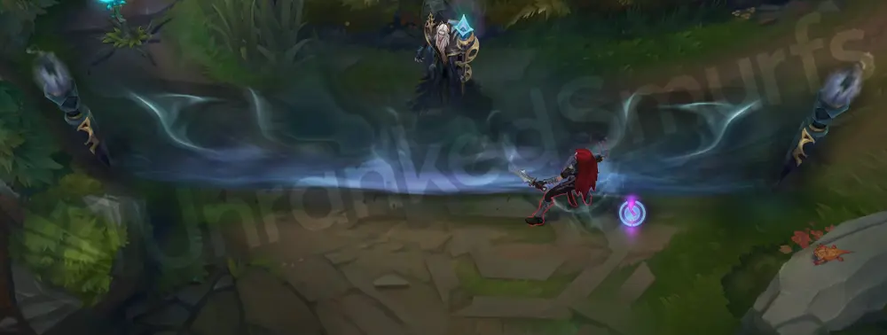 Pentakill III: Lost Chapter Karthus W - Wall of Pain forming a burning barrier with metal spike motifs and hot orange glow