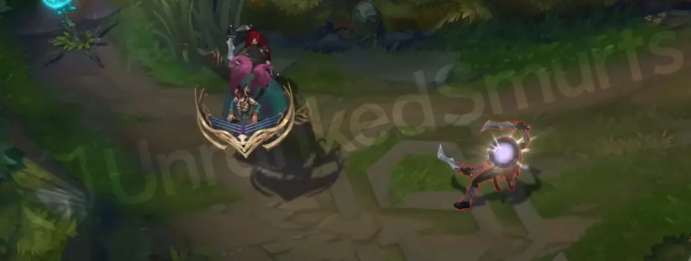 Pentakill Sona basic attack animation showing a crimson-purplish soundwave trail from the chained etwahl