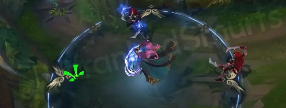 Pentakill Sona Q - Hymn of Valor launching dark purple and red notes in a sharp metal-styled riff