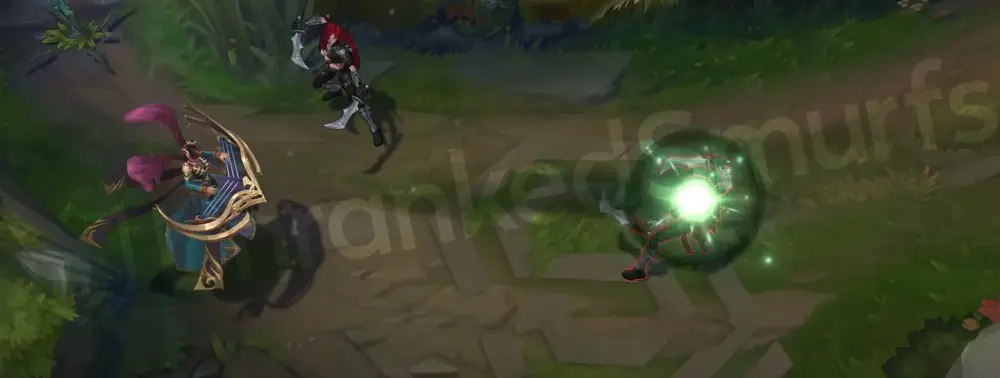 Pentakill Sona recall animation with W aura active, a protective purple-red halo pulsing outward