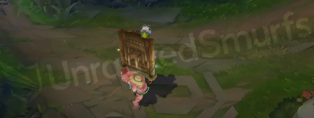 Pool Party Braum emote showing a playful bartender pose with sunglasses and lei