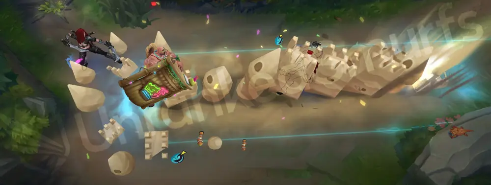 Pool Party Braum R - Glacial Fissure reimagined as erupting sandcastles and a crashing water line