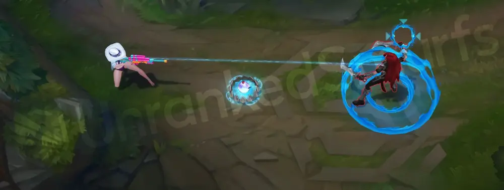 Pool Party Caitlyn R - Ace in the Hole charged as a high-pressure water shot with bright cyan trail (part 1)