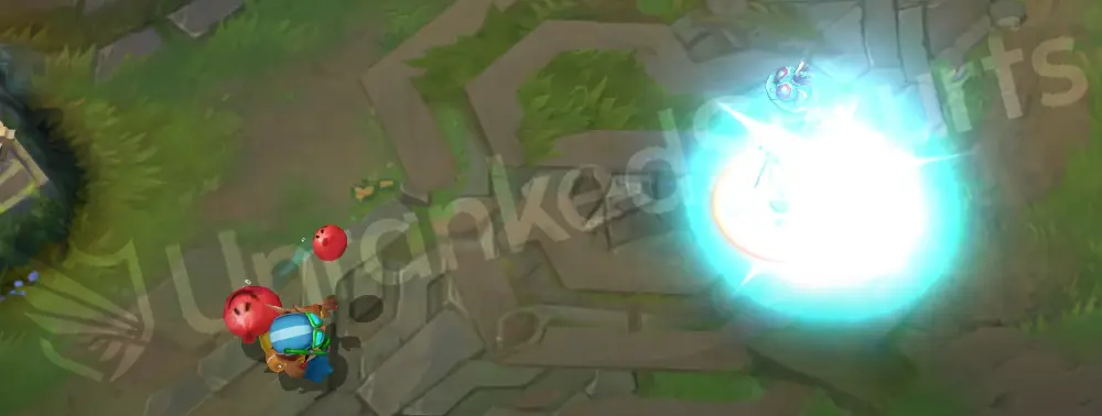 Pool Party Ziggs Q - Bouncing Bomb second bounce with watery ripples and bubbles