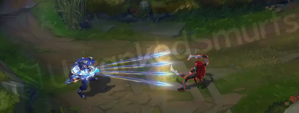 Porcelain Graves E - Quickdraw dash with ceramic shard streak and blue glaze shine