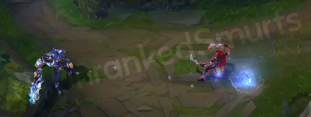 Porcelain Graves Q - projectile banks off terrain with glassy runes and blue crackle