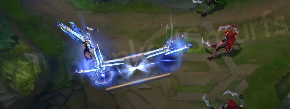 Porcelain Irelia E - Second blade set with floral blue pattern forming between blades