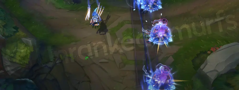 Porcelain Irelia E - Aftermath showing a glassy, painted sigil fading out