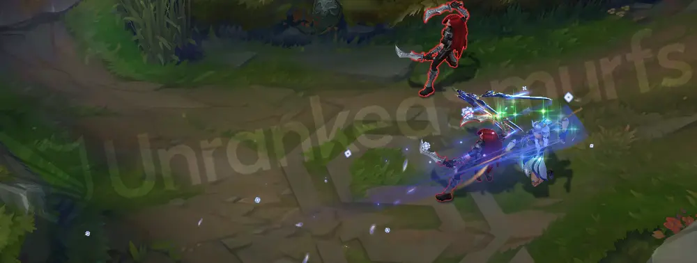 Porcelain Irelia Q - Finishing dash with painted blue accents and soft glass shimmer