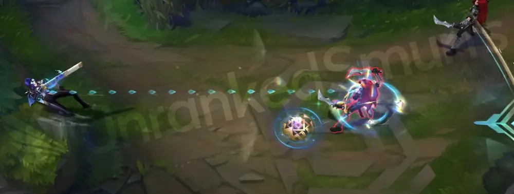 Prestige Arcane Commander Caitlyn E - backward dash through a soft cyan smoke burst