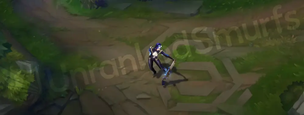 Prestige Arcane Commander Caitlyn emote frame with a confident pose and rifle flourish