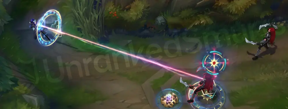 Prestige Arcane Commander Caitlyn R - Ace in the Hole channel with gold scope overlay and cyan targeting line