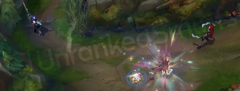 Prestige Arcane Commander Caitlyn R - impact effect with sharp gold-cyan burst