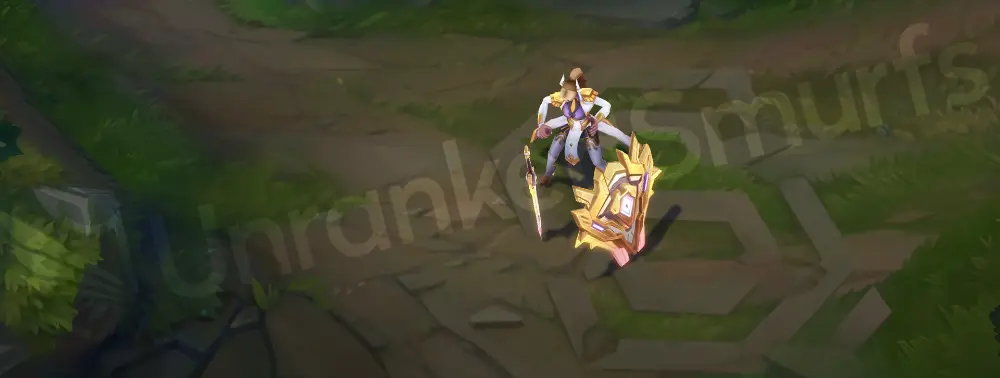 Prestige Battle Academia Leona emote or joke pose showing a confident stance and shining insignia