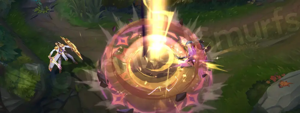 Prestige Battle Academia Leona R - Solar Flare dropping a radiant seal with a golden burst and purple undertone