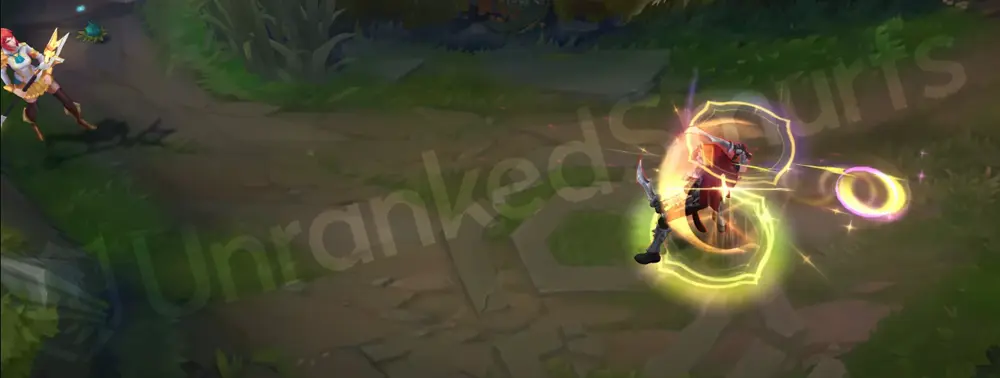 Prestige Battle Academia Lux Q - Light Binding impact with bright prismatic shards and golden flare