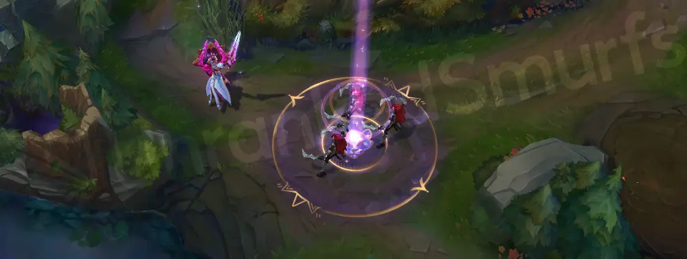 Prestige Battle Lion Leona R - Solar Flare warning circle with thin gold ring and soft purple glow