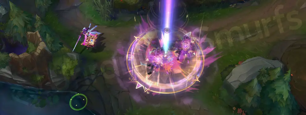 Prestige Battle Lion Leona R impact with a bright white-gold burst and a purple core