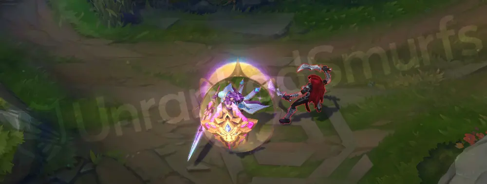 Prestige Battle Lion Leona W - Eclipse activation with a golden shield dome and purple tint