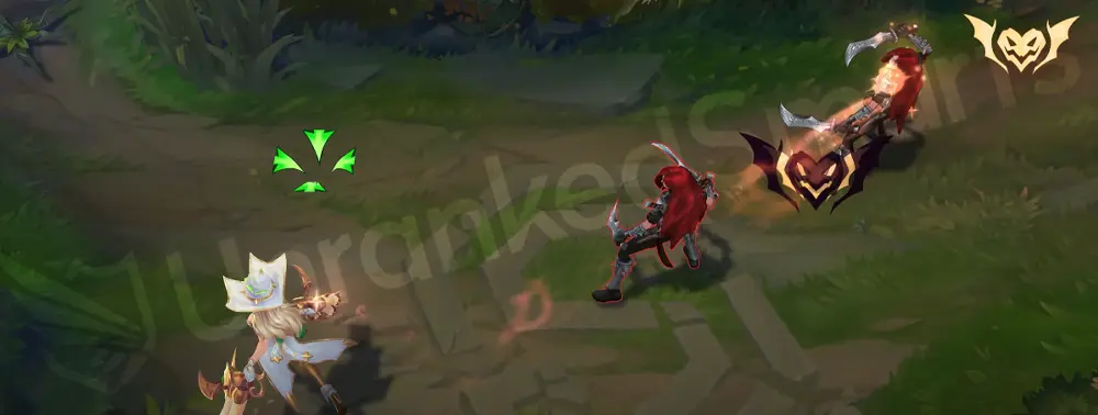 Prestige Bewitching Miss Fortune Q - Double Up impact with bright golden spark and bat-wing motif