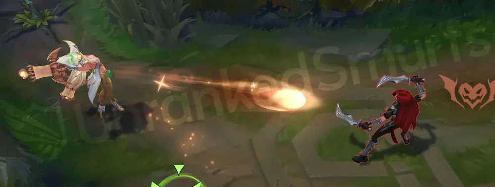 Prestige Bewitching Miss Fortune Q - Double Up first shot with bright golden projectile and subtle bat sparkle