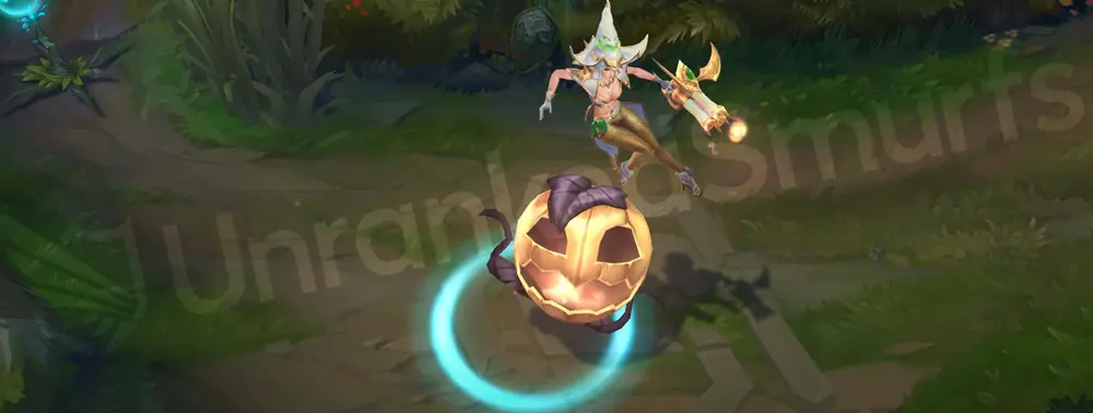 Prestige Bewitching Miss Fortune custom recall summoning a golden magic circle with pumpkin and bat motifs