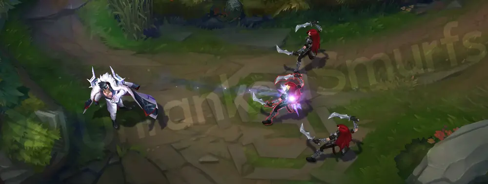 Prestige Chosen of the Wolf Swain basic attack with cold blue and purple strike effects