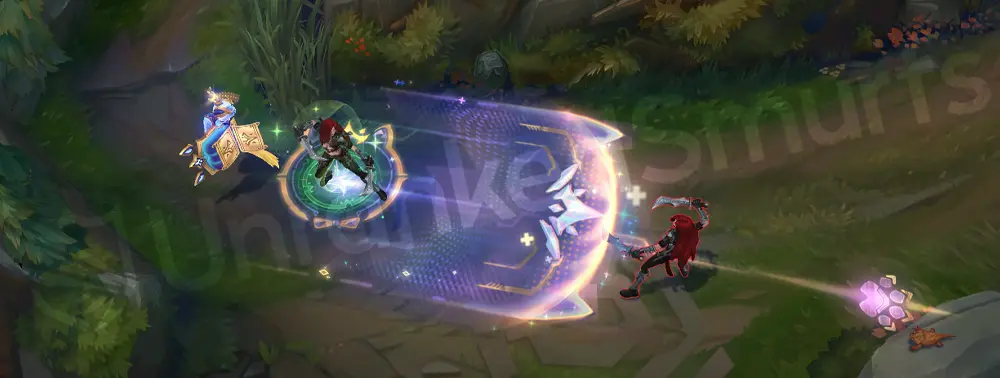 Prestige Cyber Cat Yuumi R - channel end with a bright gold flourish around allies