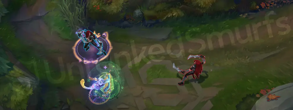 Prestige Cyber Cat Yuumi W - attach aura showing a gold ring and sleek UI accents