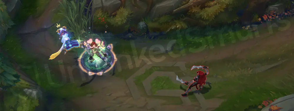 Prestige Cyber Cat Yuumi W - detach blink with a yellow burst and bowtie sparkles