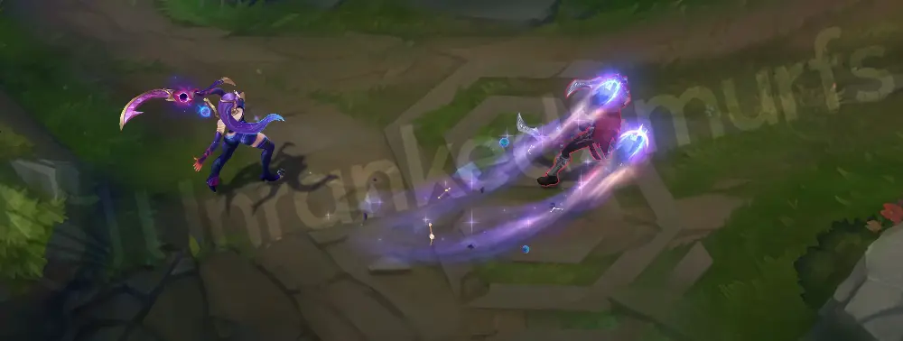 Prestige Dark Cosmic Diana Q - Crescent Strike part 1 with blue-cyan arc and golden star flecks