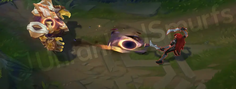 Prestige Dark Star Malphite Q - Seismic Shard launches a golden comet shard with purple stardust trailing
