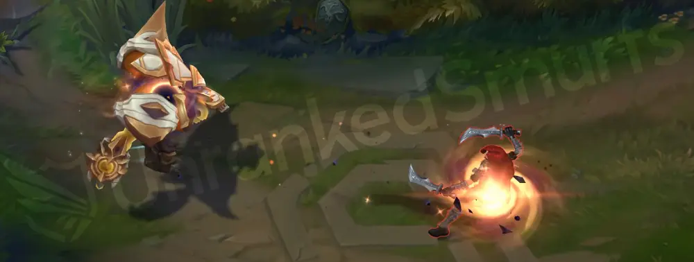 Prestige Dark Star Malphite Q - the shard returns with a luminous gold-purple trail and star sparkles