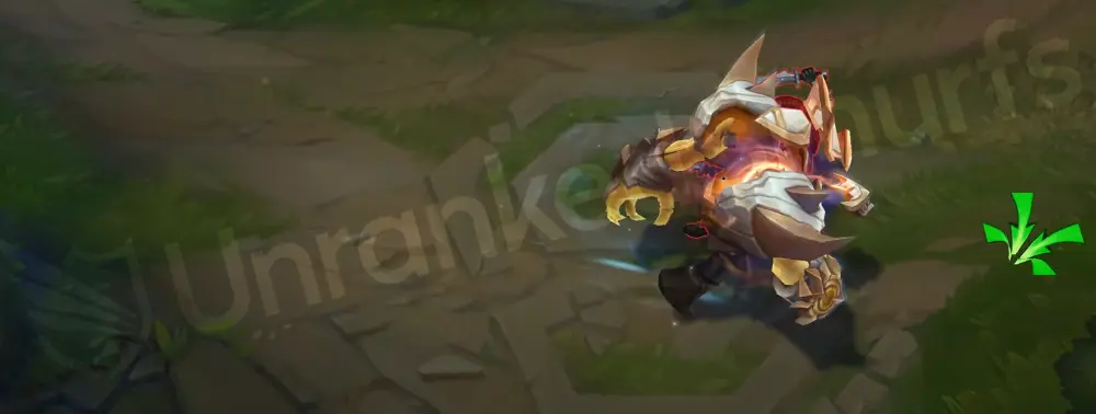 Prestige Dark Star Malphite W - Thunderclap aura forms bright gold plates with cosmic glitter