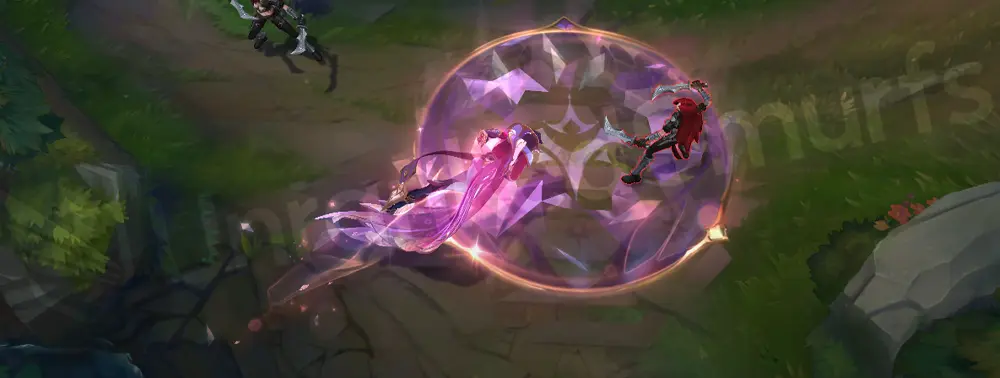 Prestige Dragonmancer Rakan W - Dashing entrance with a purple-gold impact ring