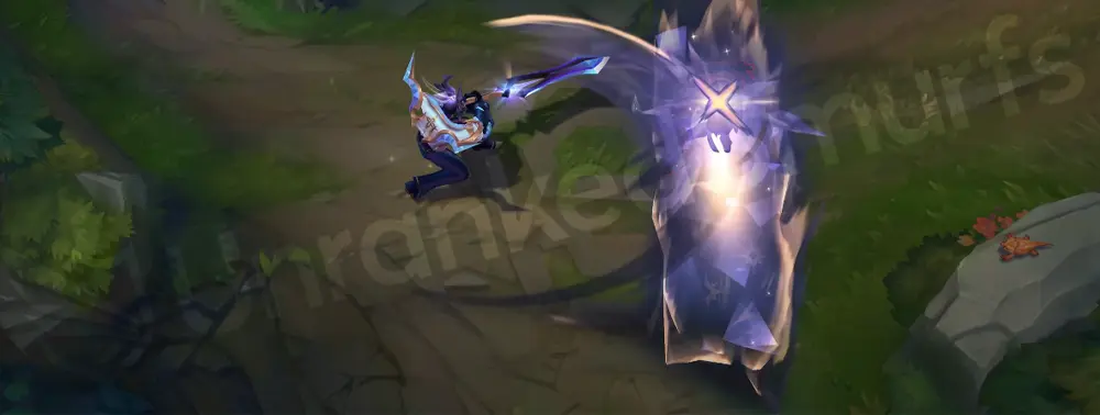 Prestige DRX Aatrox Q2 animation with layered blue-purple trails