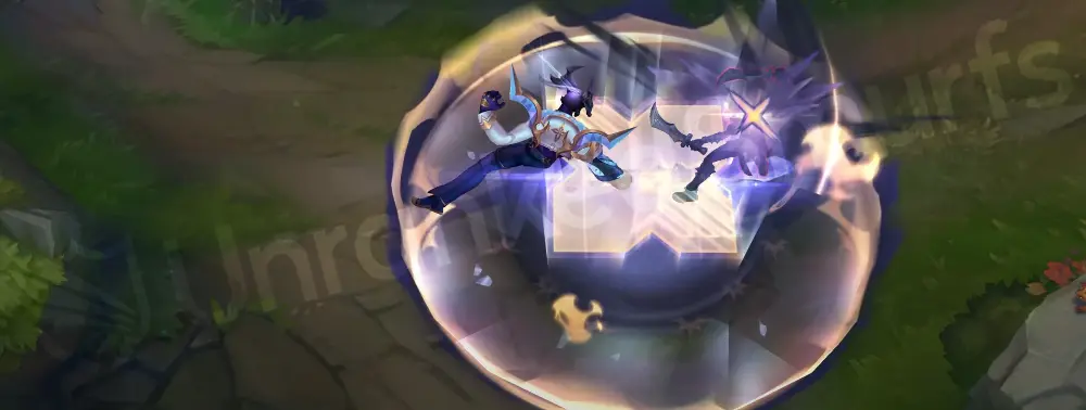 Prestige DRX Aatrox Q3 animation impact with gilded frame motif