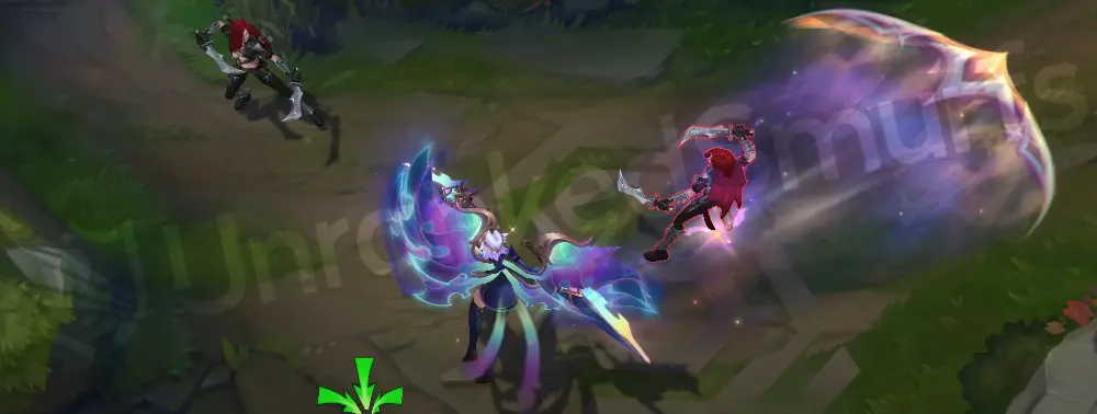 Prestige Empyrean Kayle late game evolution, intense cyan-orange hair blend and blazing wing edges