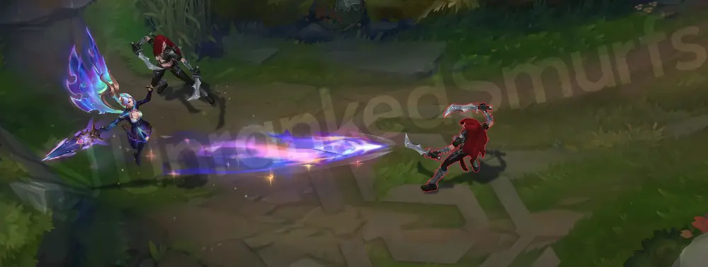 Prestige Empyrean Kayle Q Part 1, purple-gold projectile and impact