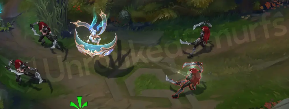 Prestige Immortal Journey Sona basic attack sending small golden-cyan notes with crystal twinkles