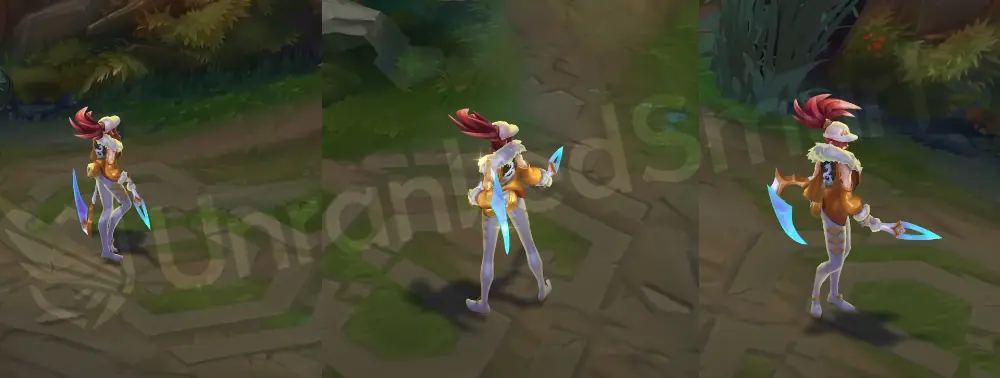 Prestige K/DA Akali full in-game model, white outfit and gold fur jacket