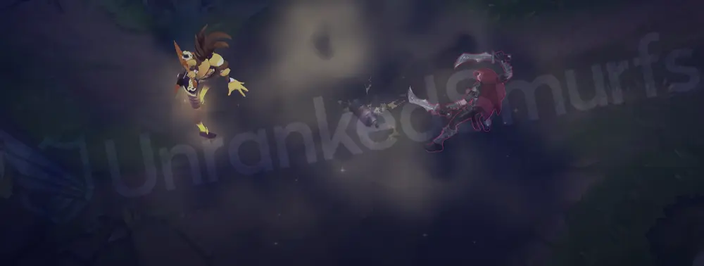 Prestige K/DA Akali W – shroud with gold-cyan smoke and crown sparkles