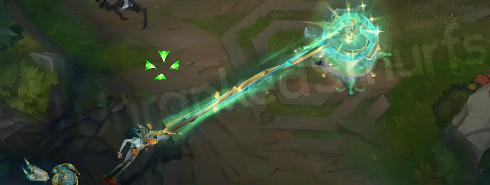 Prestige La Ilusión Renata Glasc Q - Handshake pull with bright green tether and floral flakes