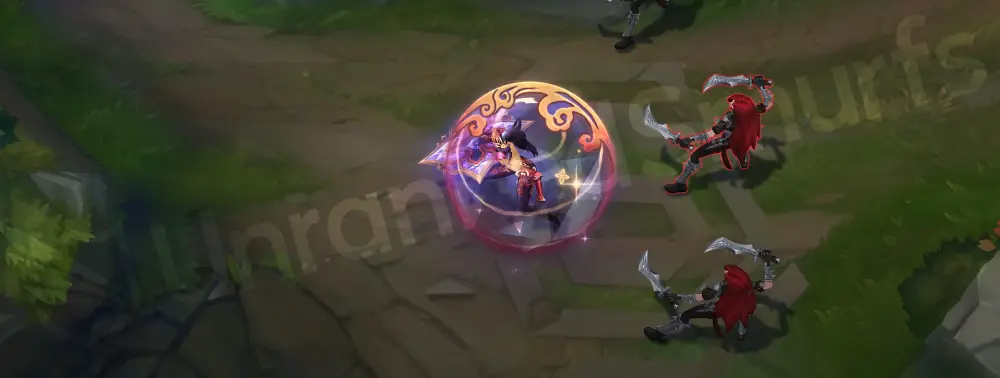 Prestige Mythmaker Sivir E – Spell Shield blooming into a golden lotus ring with soft pink highlights